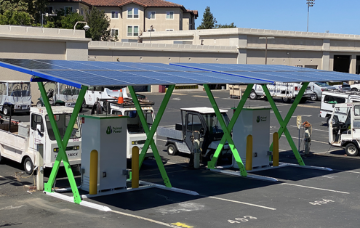 Photo of EV Chargers with solar power panels image link to story